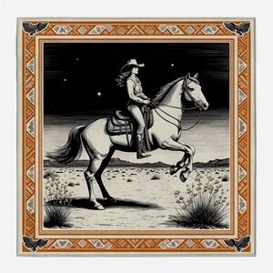 1 LEFT 🤠 Western Cowgirl Horse Bandana / Scarf – Desert Print – 27.5” Square